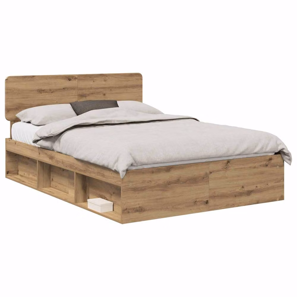 Berkfield Home Artisan Oak Bed Frame in Brown with Drawers, W/D/H: 150 x 200 cm – 2