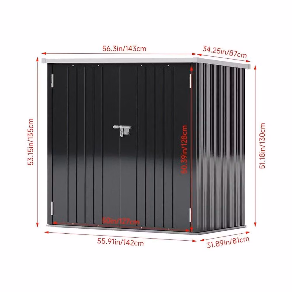 NESTLUNE Lockable Black Steel Garden Bicycle Storage and Tool Box, W: 100 cm, D: 15 cm, H: 135 cm – 2