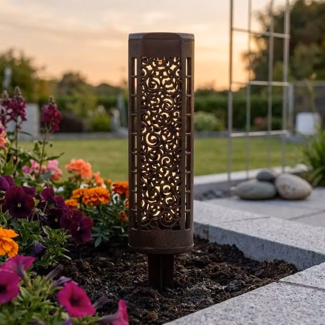 Garden Greatness Lunaria 4 Pack Solar Garden Stake Lights in Brown