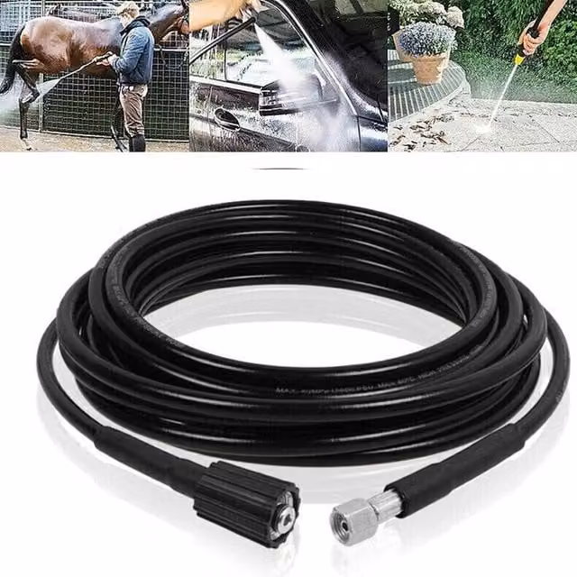 FLAVORA Heavy Duty Replacement High Pressure Washer Hose, 10m, Black – 1