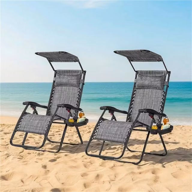 Kelvenix 2-Piece Zero Gravity Garden Chairs in Grey