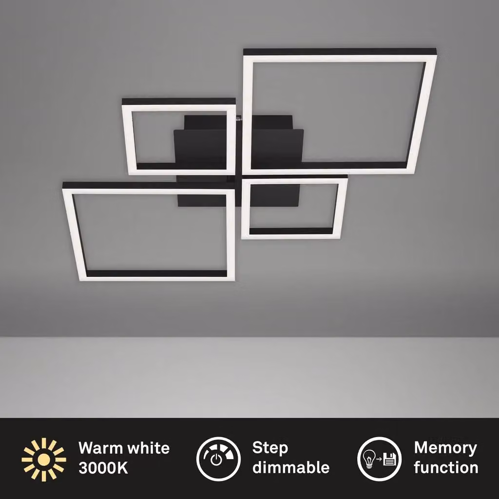 Briloner Black Modern Dimmable LED Ceiling Light with Warm White Light – 2