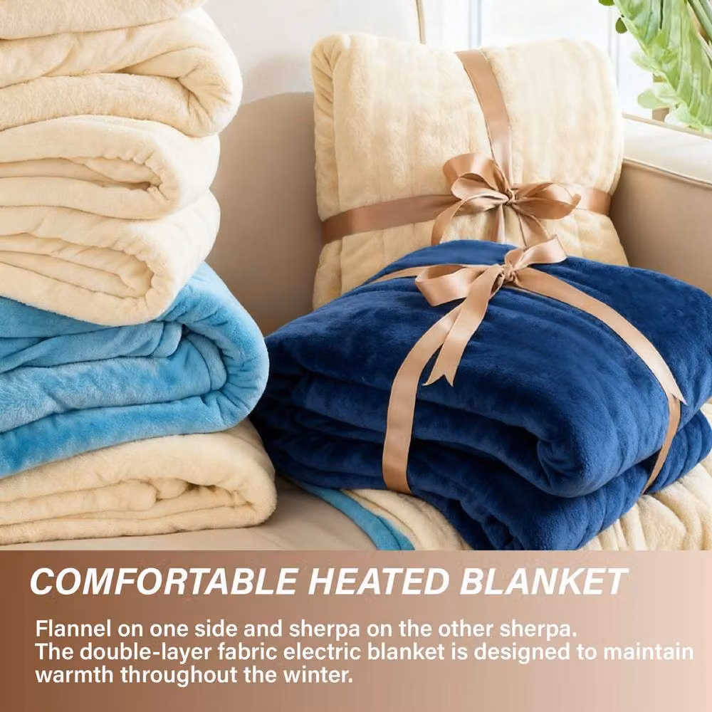 Alivio Premium Electric Heated Flannel Blanket in Beige, W/D/H: 130 x 160 cm – 4