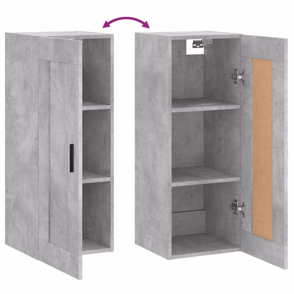 Berkfield Home Wall Mounted Cabinet in Concrete Grey, W/D/H: 34.5 x 34 x 90 cm – 3