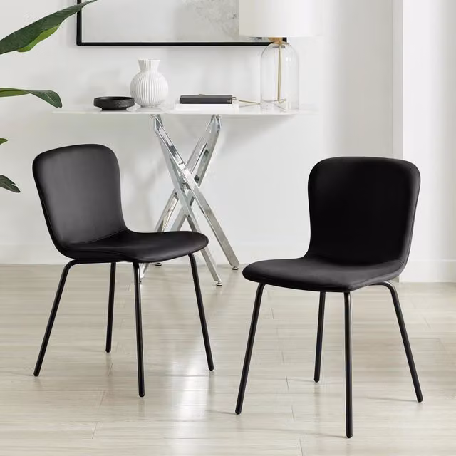 FurnitureboxUK Set of 2 Asti Velvet Dining Chairs in Black