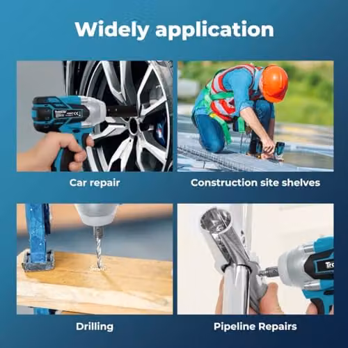 Traderight 21V Cordless Brushless Impact Wrench 73-Piece Kit with 550Nm High Torque, 1/2" and 1/4" Adapters, 4.0Ah Battery and Fast Charger in Black and Blue – 7