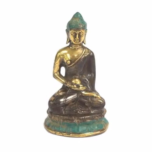 The Spice Cellar Vintage Style Gold Metal Seated Buddha Tabletop Ornament, Height: 11 cm – 1