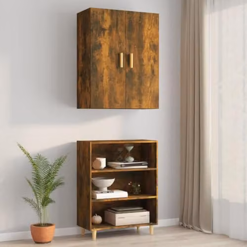 vidaXL Industrial Wall Mounted Cabinet in Brown Oak, W/D/H: 69.5 x 34 x 90 cm – 3