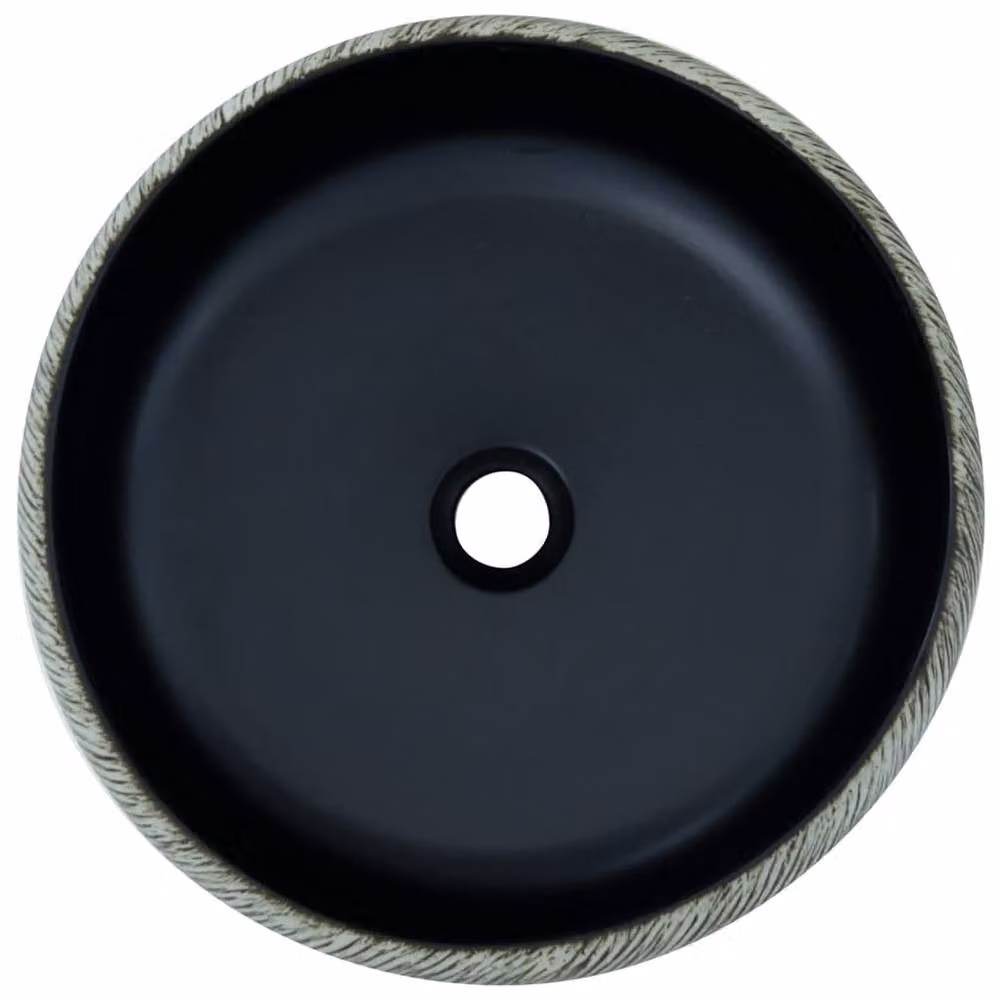 Berkfield Home Round Ceramic Countertop Basin in Black and Grey, Diameter: 41 cm, Height: 14 cm – 4