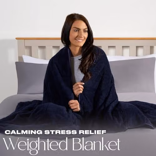 OHS Teddy Fleece Sensory Sleep Therapy Weighted Blanket, Blue, W: 150 cm, D: 200 cm, 8kg – 2