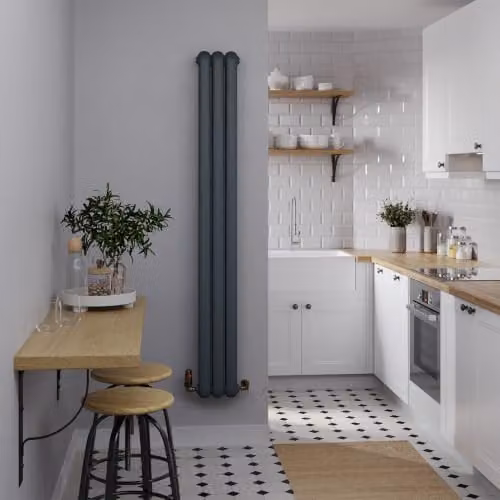 Sherwood Anthracite Round Top 2 Column Vertical Radiator, H 180 cm x W 22.9 cm – 3
