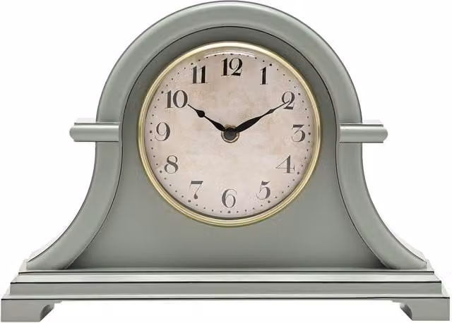 HOMETIME Broken Arch Vintage Analog Tabletop Mantel Clock in Sage Green