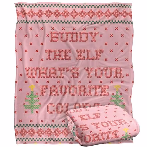 ELF Multicolour Pink Soft Fleece Throw Blanket, W: 152 cm, D: 127 cm – 1