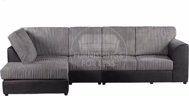 Furnishings For Less UK Luxor Jumbo Cord 5 Seat Left Hand Corner Sofa in Grey