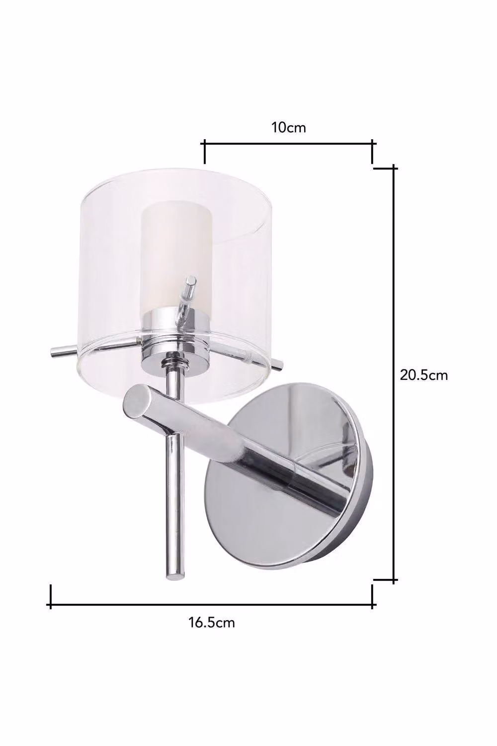BHS Lighting Jean Modern Cylinder Wall Light in Silver and Chrome with Transparent Glass – 2
