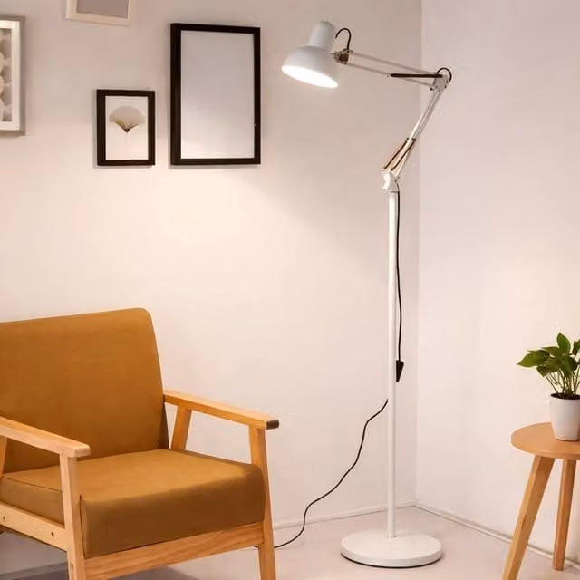 PAWNORA LED Floor Lamp with Adjustable Flexible Swing Arms in White