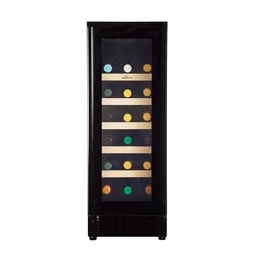 Willow W30WCB 20 Bottle Under Counter Wine Cooler, 60L Built-In Wine Fridge in Black with Touch Control Digital Display and Front Vented Cooling