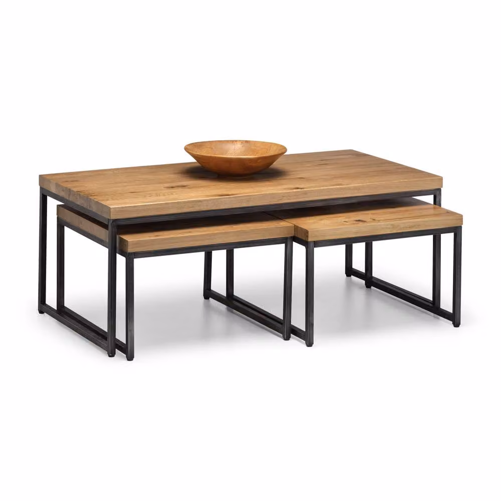 Cheshire Lomond Industrial Nesting Coffee Tables in Oak and Metal – 2