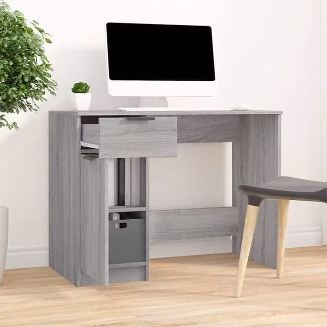 Berkfield Home Sonoma Grey Modern Writing Desk in Engineered Wood, W/D/H: 100 x 50 x 75 cm – 1