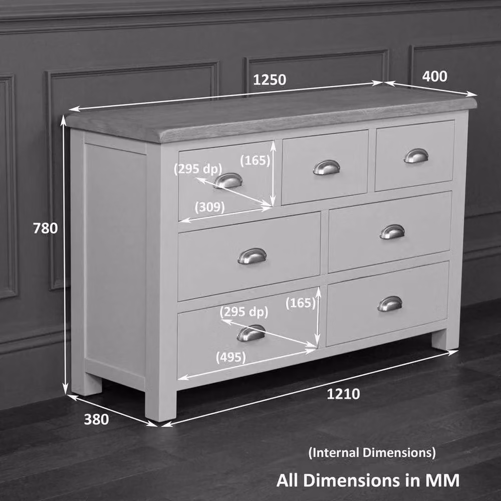 FORGEVIO Wide 3 over 4 Chest of Drawers in Cotswold Cream Oak Wood – 2