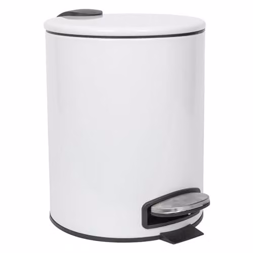 Harbour Housewares 5L Round Stainless Steel Pedal Bin with Removable Inner Bucket in White – 1