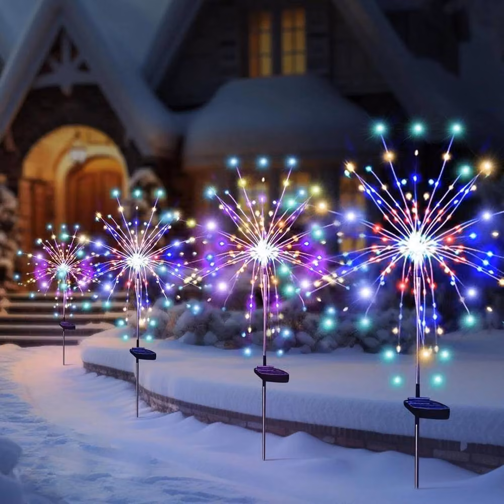 NESTLUNE 2-Piece Solar LED Firework Starburst Garden Path Lights in Multicolour – 2