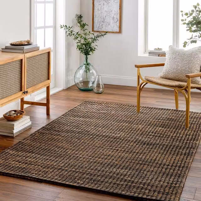 Livabliss Priya Hand Woven Modern Jute and Wool Living Room Rug in Brown and Black, W: 185 cm, L: 275 cm – 1