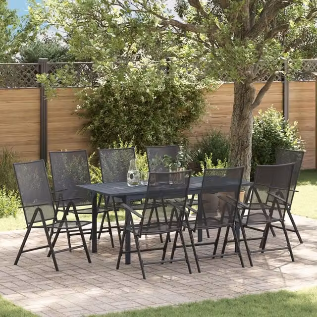 Berkfield Home 9 Piece Modern Anthracite Metal Garden Dining Set