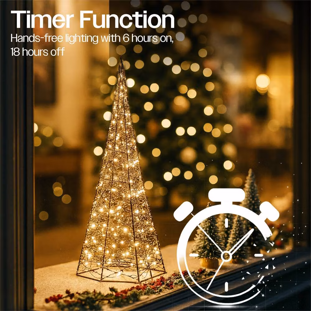 Xmas Haus Black Tower Tree with 200 Warm White MicroLEDs, W/D/H: 18 x 18 x 66 cm – 2
