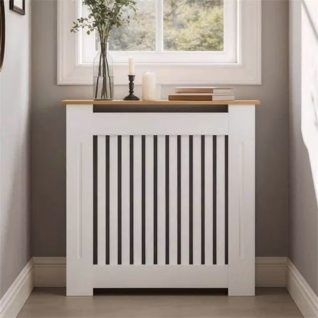 Hinsinc Vertical S Tall Wooden Radiator Cover Cabinet in White, W/D/H: 78 x 20 x 83 cm – 1