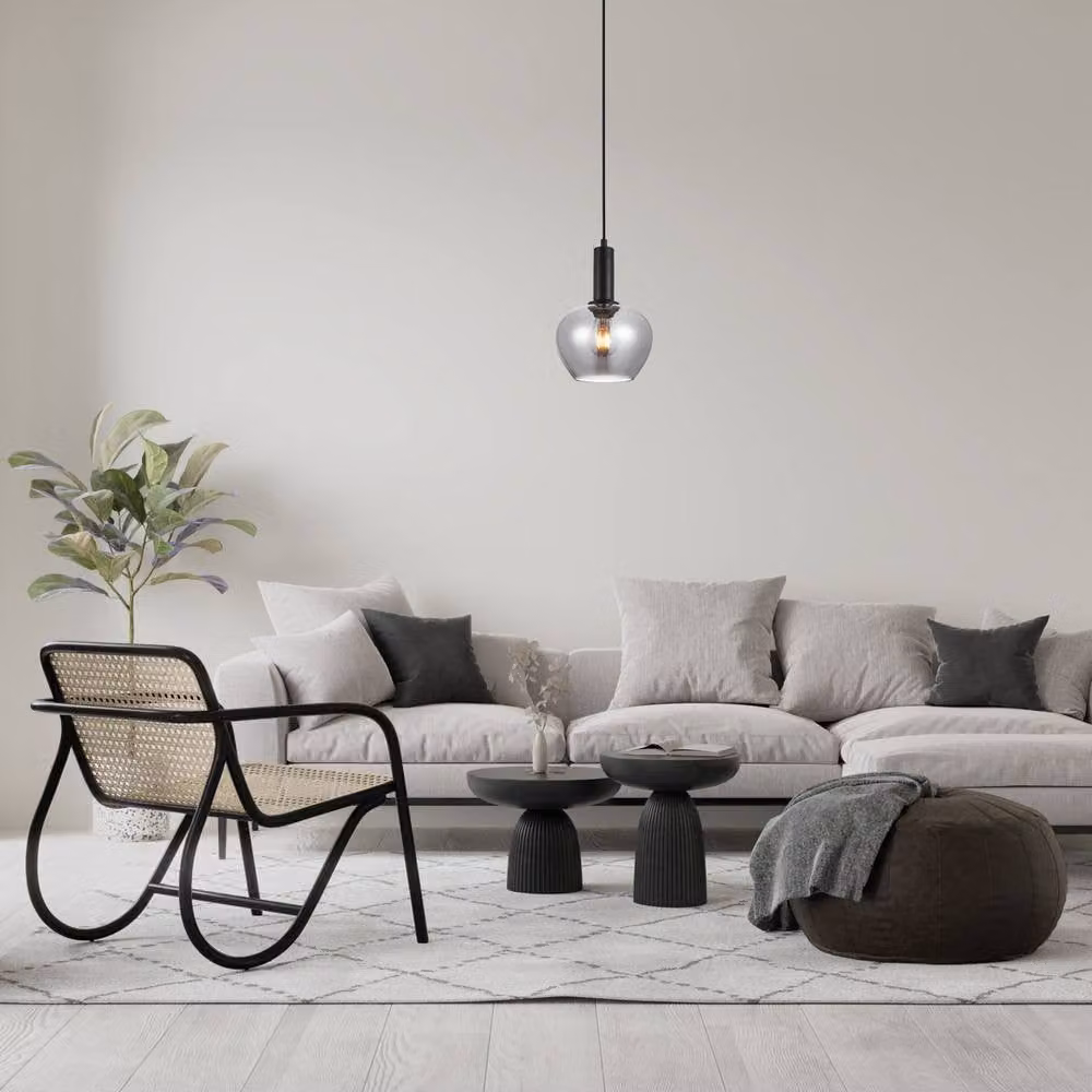 Netlighting Stabla Dome Pendant Ceiling Light in Black with Transparent Glass and Metal, Height Adjustable – 2
