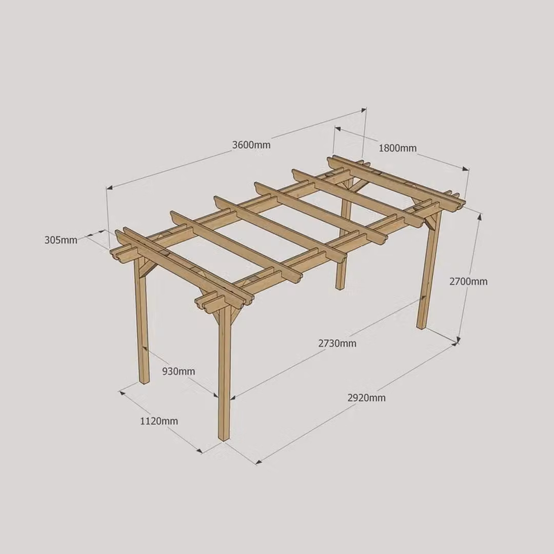 Rutland County Garden Furniture Ltd Double Garden Pergola in Brown and Green Wood, W: 360 cm, D: 180 cm, H: 270 cm – 3
