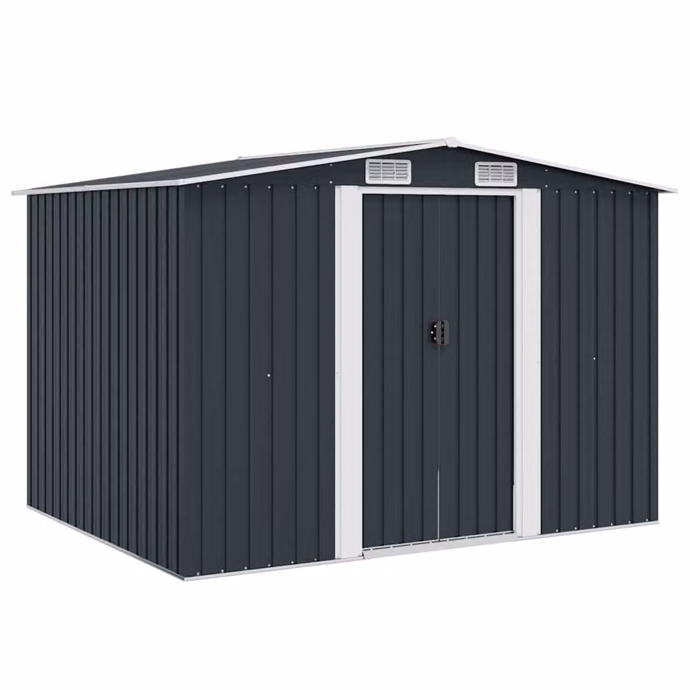 Berkfield Home Anthracite Steel Garden Storage Shed with Sliding Doors, W/D/H: 257 x 205 x 178 cm – 2