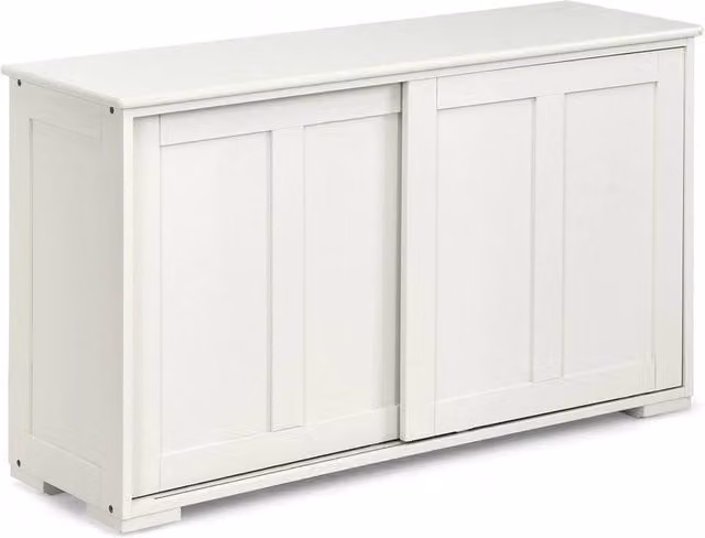VOGREX White Lacquered Freestanding Kitchen Floor Storage Cabinet with Internal Shelves