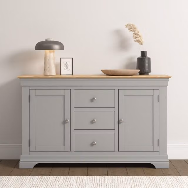 Seconique Bordeaux 2 Door 3 Drawer Sideboard in Light Grey – 1
