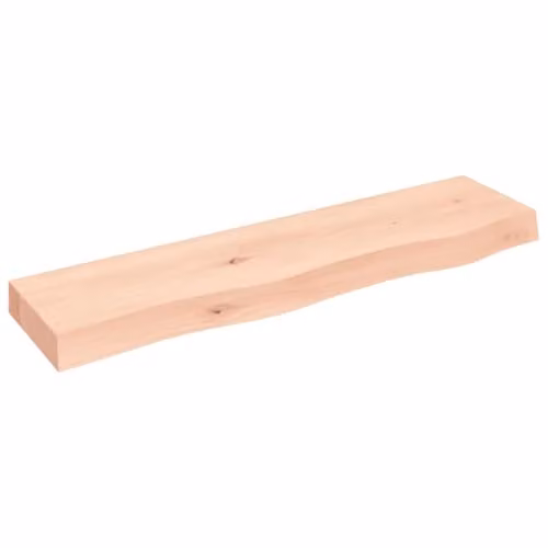 vidaXL Wall Shelf in Untreated Solid Oak Wood, W/D/H: 80 x 20 x 6 cm
