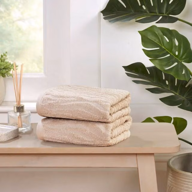 Rapport Fluffy Cotton Flat Towels in Blue, Green, Sand, Yellow and Beige, Thickness: 3.0 cm