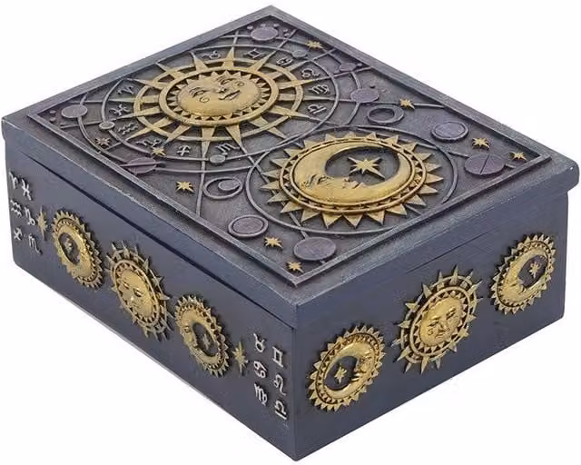 KDMD Sun & Moon Resin Storage Box in Grey and Gold – 1