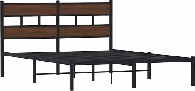 Berkfield Home Elegant Bed Frame with Headboard in Brown Oak, W/D/H: 140 x 200 x 91.5 cm – 1