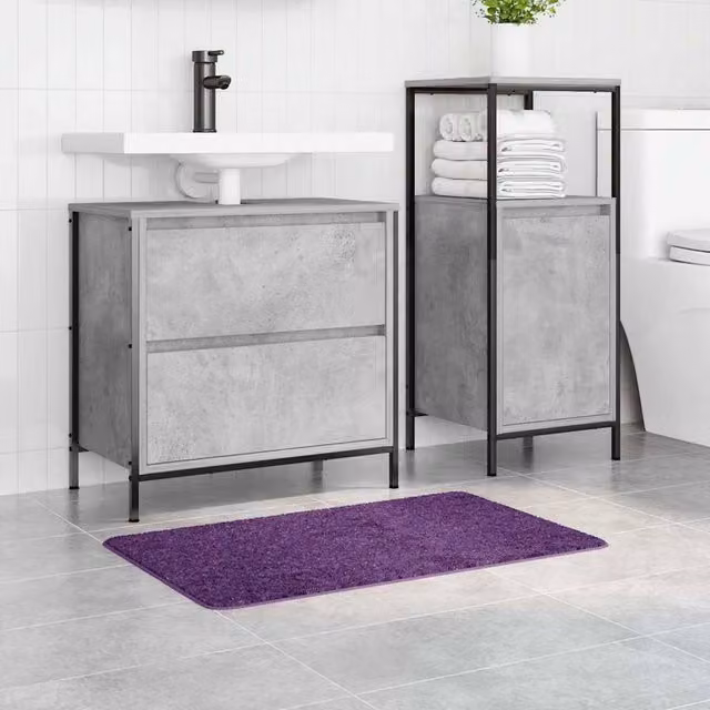 Berkfield Home Soft Rectangular Non-Slip Bath Mat, Purple, W: 80 cm, D: 50 cm