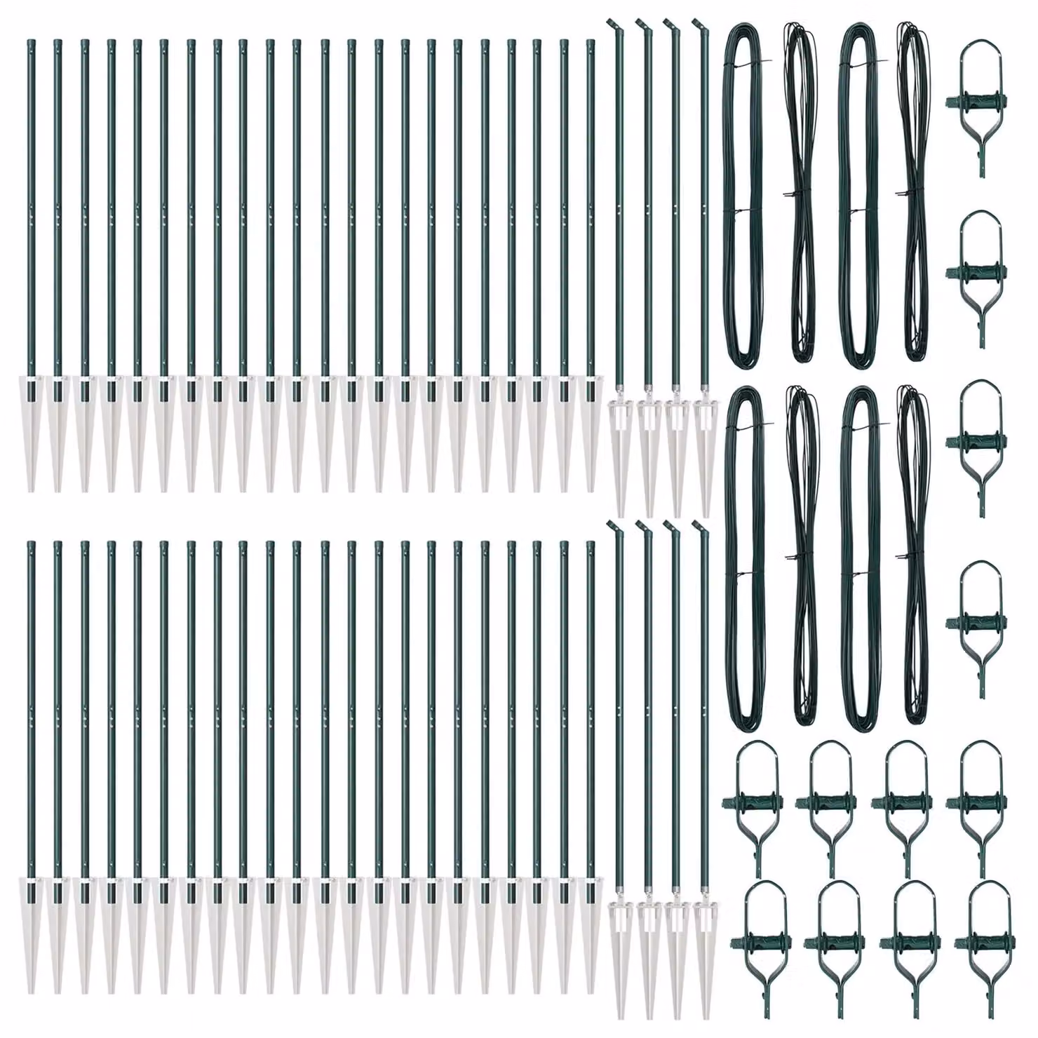 Berkfield Home Galvanised Steel Fence Posts with Spike, Green, 52 Pieces, Height: 180 cm, Diameter: 32 mm – 2
