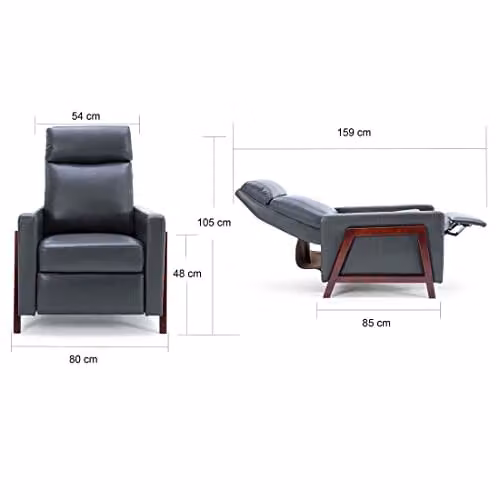 More4Homes Riley Modern Push Back Reclining Armchair in Grey Synthetic Leather – 3