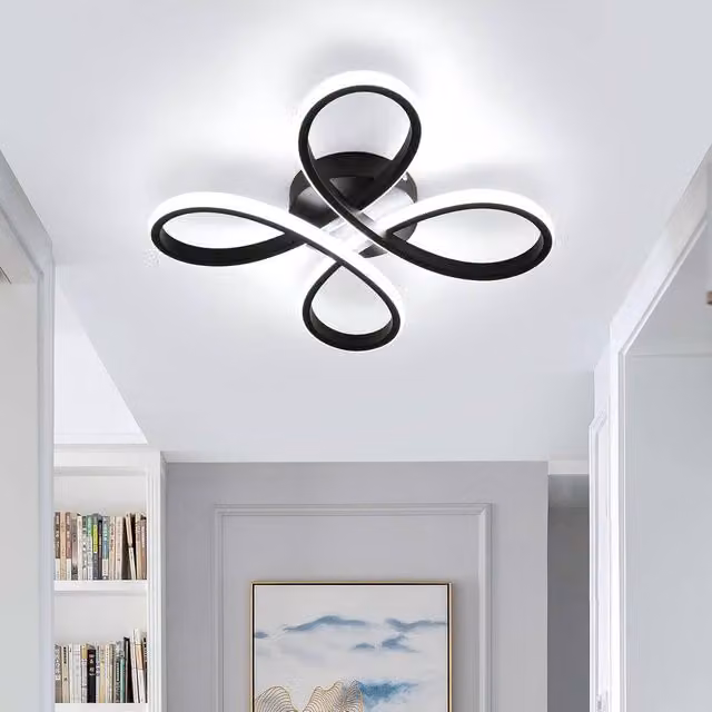 Goeco 30W LED Flower Shape Ceiling Light in Black with 6500K Cool White Light