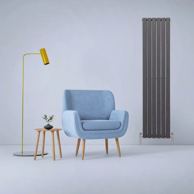 Monstershop Designer Flat Panel Steel Radiator in Anthracite Grey, H: 180 cm x W: 42 cm