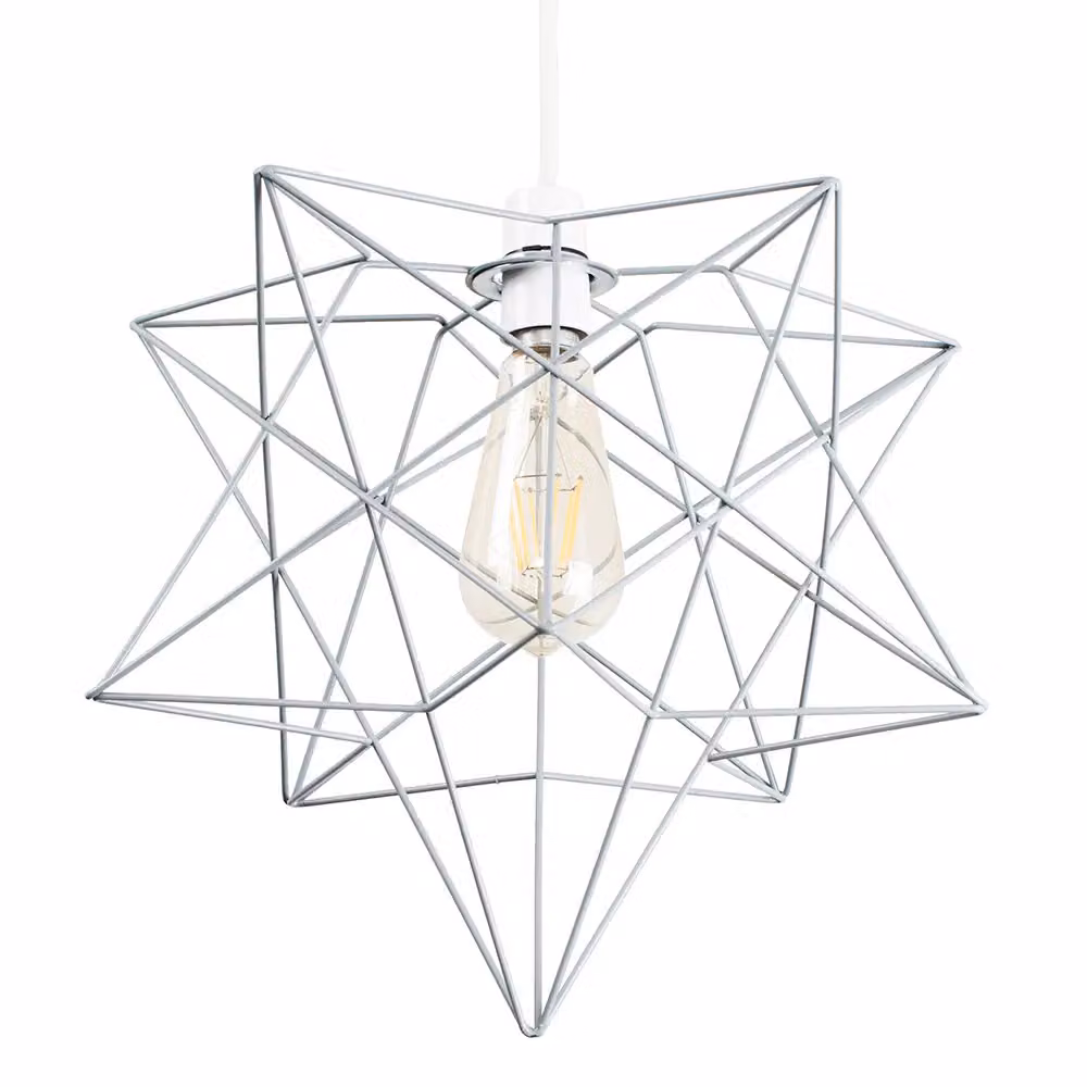 ValueLights Retro Star Design Metal Ceiling Pendant Shade in Grey, Width: 30 cm – 2