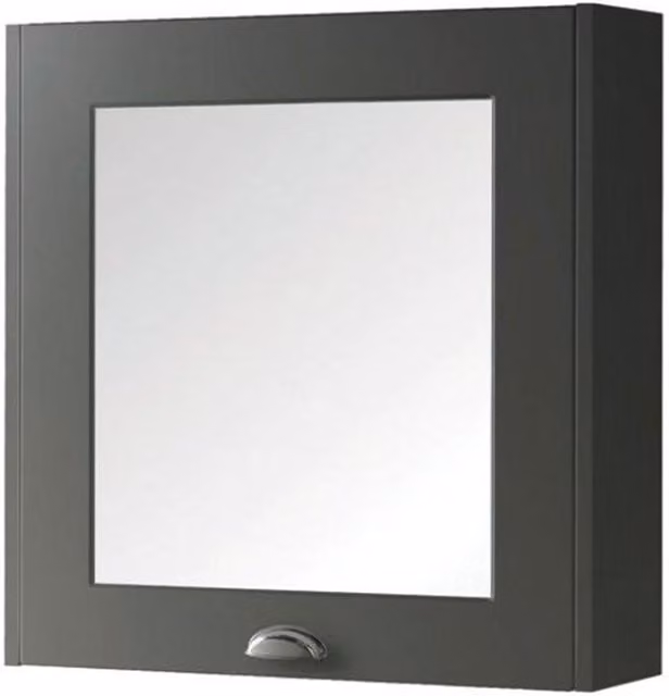 Clifton Matt Grey Bathroom Mirror Cabinet with Soft Close Hinged Doors, Width: 60 cm – 1