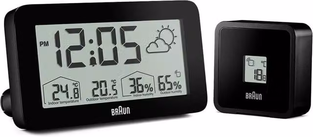 Braun Digital Weather Station Alarm Clock in Black – 1