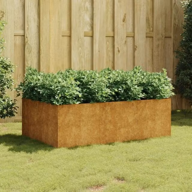 Berkfield Home Garden Corten Steel Raised Bed in Brown, W/D/H: 120 x 80 x 40 cm – 1
