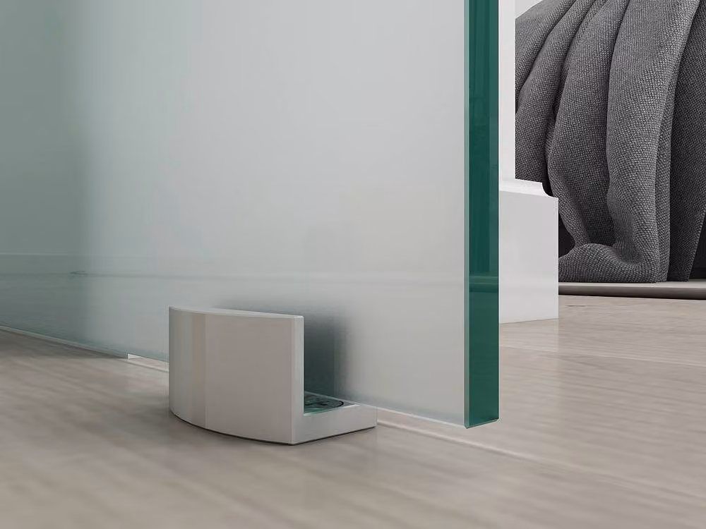 Vente-unique Surface-Mounted Sliding Door in Clear Tempered Glass, H 205 x W 73 cm – 3
