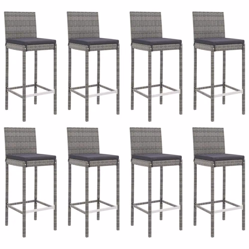 Berkfield Home Beautiful 9 Piece Grey Poly Rattan Garden Bar Set with Cushions – 2
